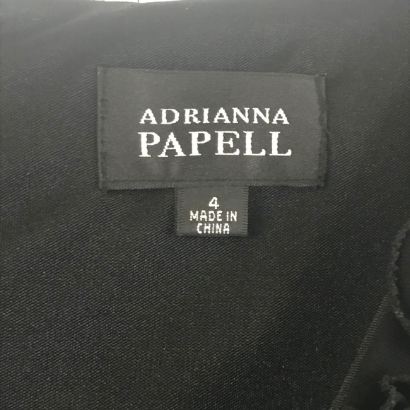 Adrianna Papell Black Rosette Tea Length Dress 4 - Picture 6 of 8